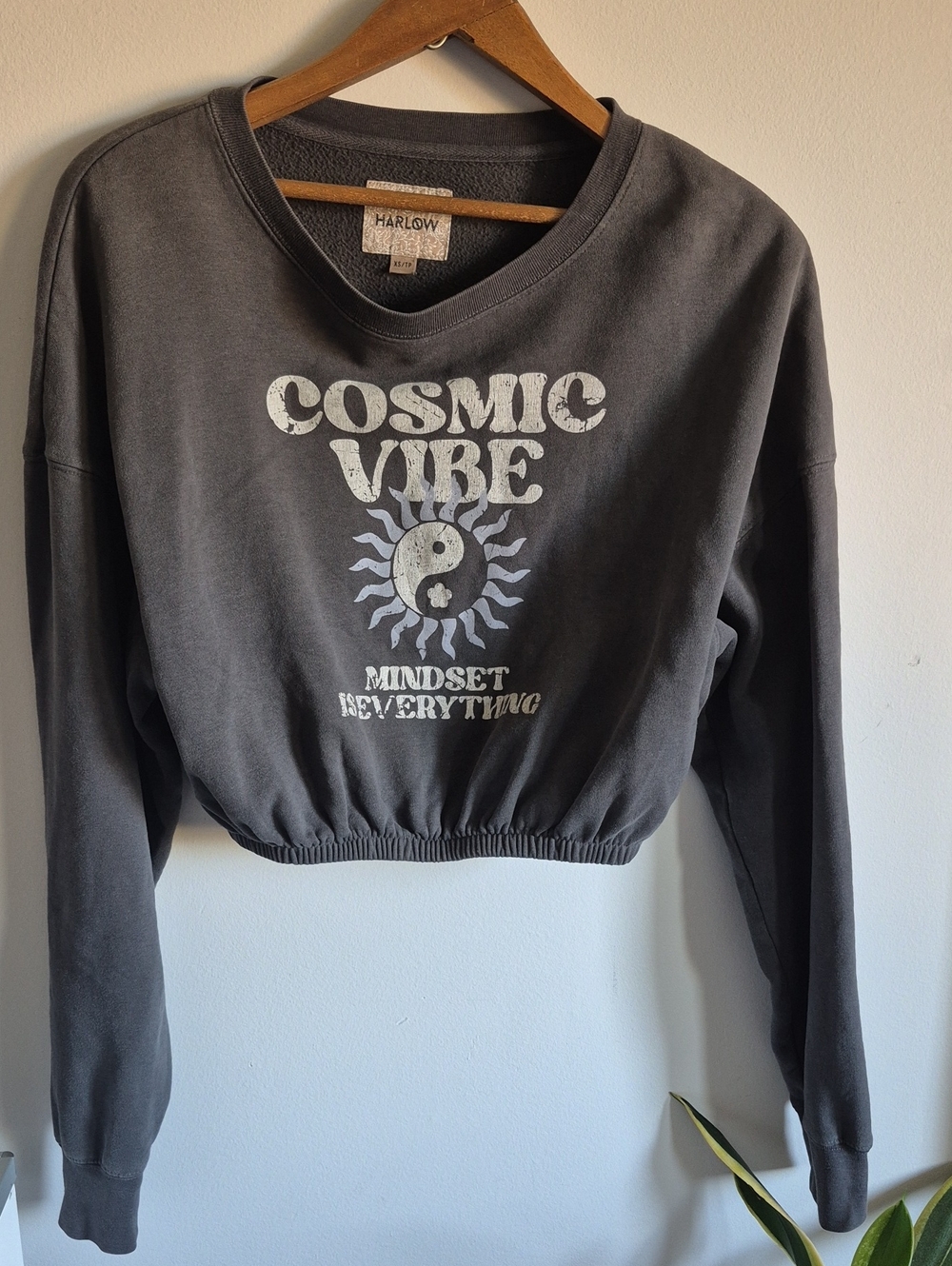 NWOT! Harlow Cosmic Vibe Cropped Sweatshirt - Charcoal